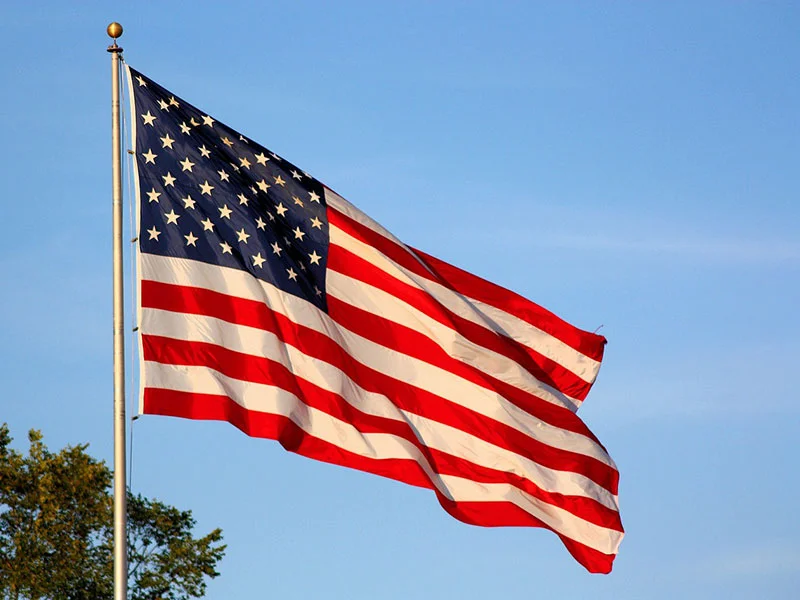 American flag waving on a pole