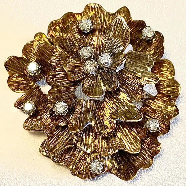 14k vintage diamond brooch