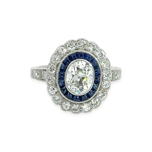 Platinum Diamond & Sapphire Ring