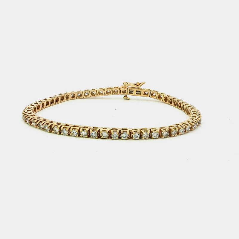 14K Yellow Gold Diamond Tennis Bracelet – 3.00 CTW