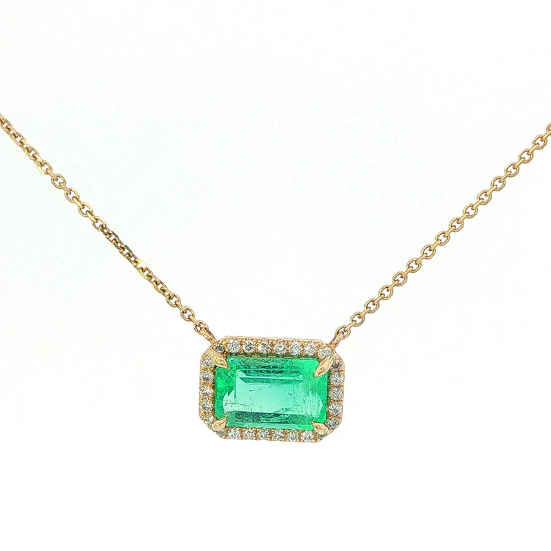 14K Emerald & Diamond Pendant – 2.00 CT Emerald