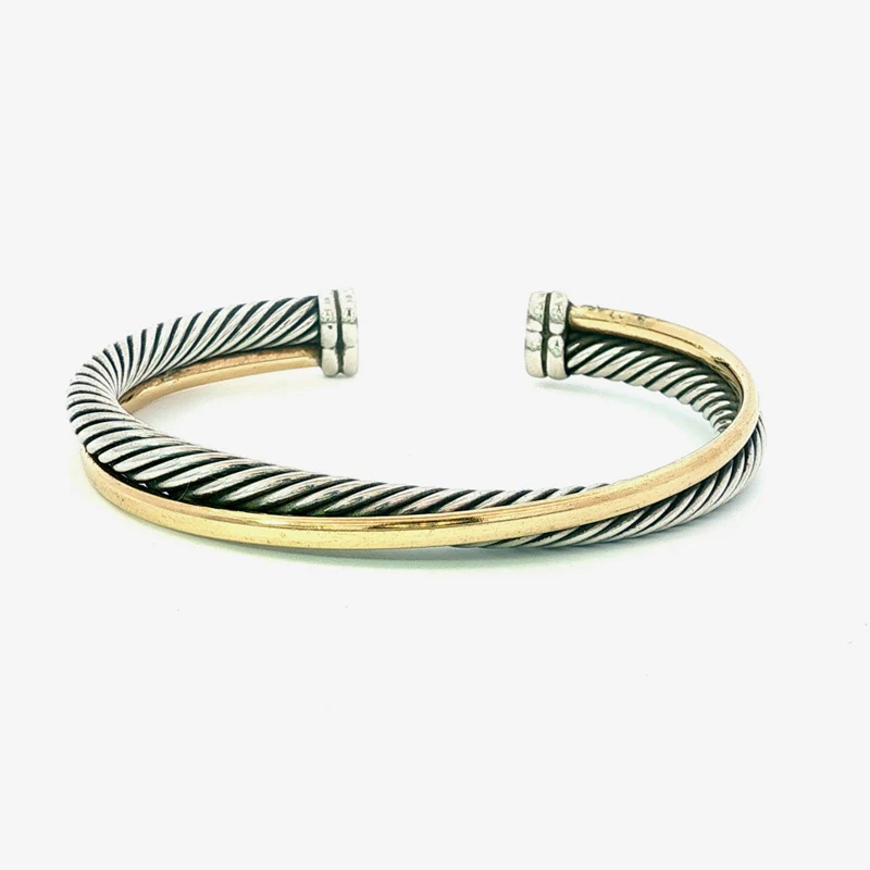 David Yurman Sterling Silver & 18K Yellow Gold Crossover Bracelet